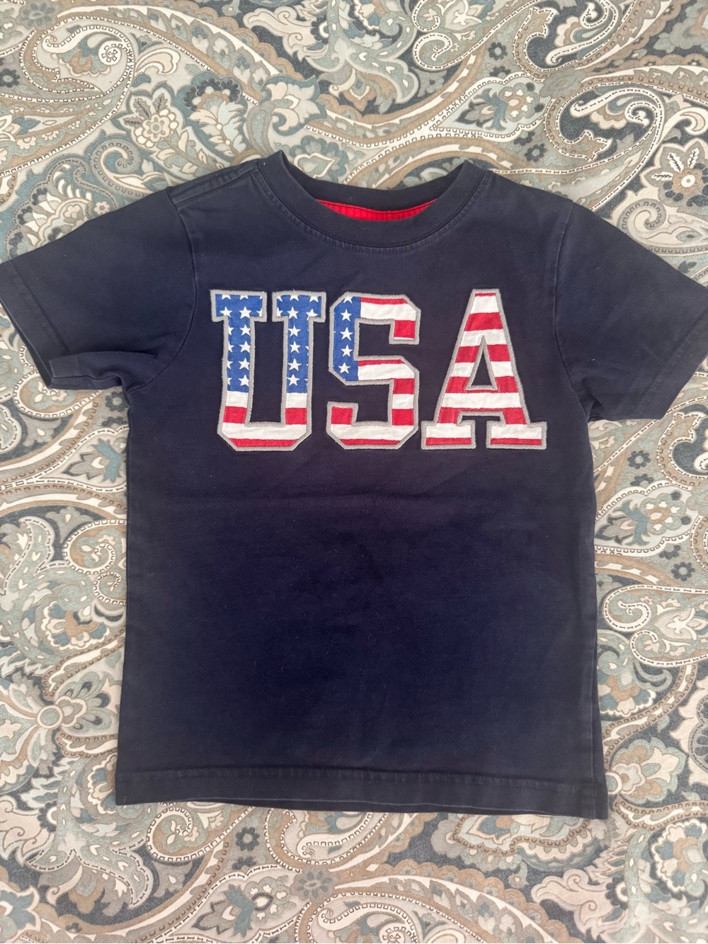 Gymboree Navy USA Tee with Red, White & Blue Graphic